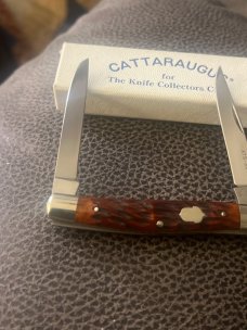 Cattaraugus Cutlery Co CM-16 Reddish Bone Handle Moose With Two ATS-34 Blades New In Box