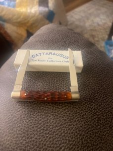 Cattaraugus Cutlery Co CM-16 Reddish Bone Handle Moose With Two ATS-34 Blades New In Box