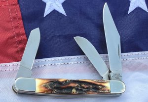 Vintage Parker Alabama USA Stockman Pocket Knife w/ Great Stag Handles - NOS