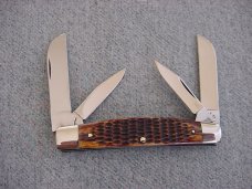 Vintage QUEEN(Crown), Large 4", 4-Blade, Etched, Jigged Bone Handle Congress Pattern Pocket Knife Vintage QUEEN(Crown), Large 4", 4-Blade, Etched, Jigged Bone Handle Congress Pattern Pocket Knife