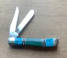 CASE Custom Mini Trapper Malachite/Turquoise/Jet/MOP CASE Custom Mini Trapper Malachite/Turquoise/Jet/MOP