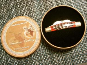 REDBONE HANDLE AMERICAN CUTLERY FOLDING CONGRESS POCKET KNIFE KNIVES TIN