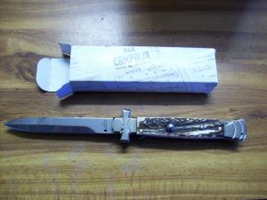 A. G. A. Campolin Dominus Lever Maltese Cross Large 9 Incher Lockback W/Genuine Stag/Antler NIB