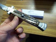 A. G. A. Campolin Dominus Lever Maltese Cross Large 9 Incher Lockback W/Genuine Stag/Antler NIB A. G. A. Campolin Dominus Lever Maltese Cross Large 9 Incher Lockback W/Genuine Stag/Antler NIB