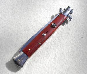 NEW FRANK BELTRAME 11" GENUINE  SANTOS MAHOGANY WOOD FLAT GRIND BLADE ITALIAN STILETTO