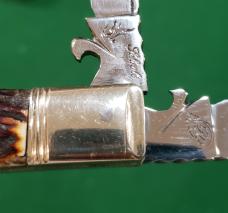 4 5/8" Big Custom Hand Made Bird's Head Bolster Trapper/Premium Stag Handles and File Work 4 5/8" Big Custom Hand Made Bird's Head Bolster Trapper/Premium Stag Handles and File Work