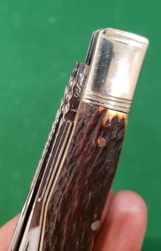 4 5/8" Big Custom Hand Made Bird's Head Bolster Trapper/Premium Stag Handles and File Work 4 5/8" Big Custom Hand Made Bird's Head Bolster Trapper/Premium Stag Handles and File Work