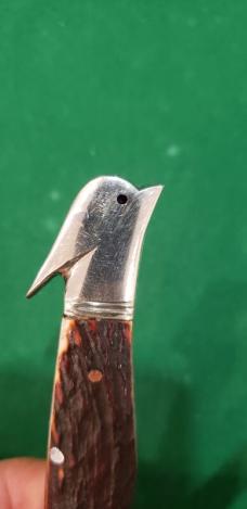 4 5/8" Big Custom Hand Made Bird's Head Bolster Trapper/Premium Stag Handles and File Work 4 5/8" Big Custom Hand Made Bird's Head Bolster Trapper/Premium Stag Handles and File Work