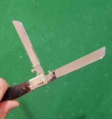 4 5/8" Big Custom Hand Made Bird's Head Bolster Trapper/Premium Stag Handles and File Work 4 5/8" Big Custom Hand Made Bird's Head Bolster Trapper/Premium Stag Handles and File Work