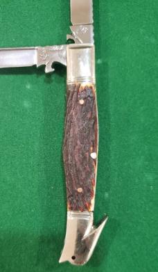 4 5/8" Big Custom Hand Made Bird's Head Bolster Trapper/Premium Stag Handles and File Work 4 5/8" Big Custom Hand Made Bird's Head Bolster Trapper/Premium Stag Handles and File Work