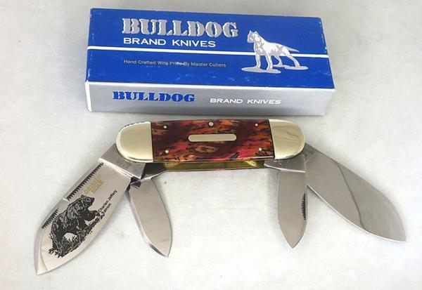 2003  Bulldog Brand Sunfish Elephant Toenail Knife  4 1/4" MIB 4 Blade Red Hummingbird Mint