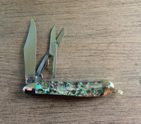 CASE Peanut Paua Abalone Knife w/Scissors Presentation Box