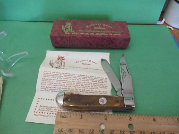 Colonel Coon Knives Smooth Brown Bone Mini Trapper Pattern # 782-13