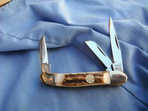 Miller Bros, Deer Stag scales, 3" Pocket Knife, Like New  With Box  folding Stockman pocketknife