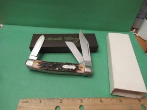 Schrade Uncle Henry Imitation Stag Handle King Ranch Stockman Pattern # 885UH  