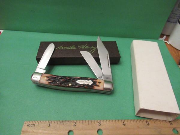 Schrade Uncle Henry Imitation Stag Handle King Ranch Stockman Pattern # 885UH Schrade Uncle Henry Imitation Stag Handle King Ranch Stockman Pattern # 885UH