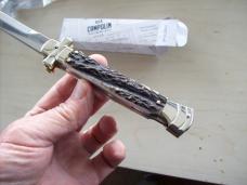 A. G. A. Campolin Lever Maltese Cross Bayonet Large 9 Incher Lockback W/Genuine Stag/Antler NIB A. G. A. Campolin Lever Maltese Cross Bayonet Large 9 Incher Lockback W/Genuine Stag/Antler NIB