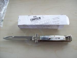 A. G. A. Campolin  Lever Maltese Cross Large 9 Incher Bayonet Lockback W/Brazilian Horn Handles NIB