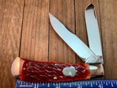 Cattaraugus Cutlery by A.G. Russell Trapper Red Jigged Bone Springdale Arkansas Made 1997