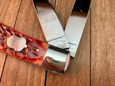Cattaraugus Cutlery by A.G. Russell Trapper Red Jigged Bone Springdale Arkansas Made 1997