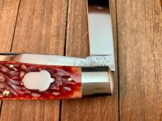 Cattaraugus Cutlery by A.G. Russell Trapper Red Jigged Bone Springdale Arkansas Made 1997