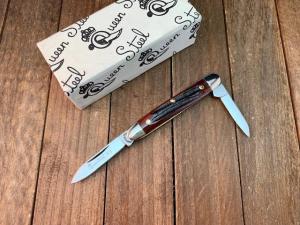 Queen Steel Pen Knife Amber Winterbottom Bone Rounded Bolsters 1998, Gorgeous!