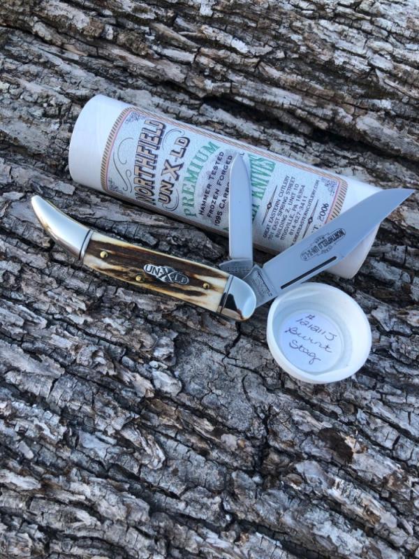 GEC 121211J BURNT STAG POWDER HORN JACK 1095 CARBON STEEL