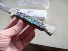 A. G. A. Campolin Lever Maltese Cross Bayonet Large 9 Incher Lockback W/Real Abalone Shell NIB A. G. A. Campolin Lever Maltese Cross Bayonet Large 9 Incher Lockback W/Real Abalone Shell NIB