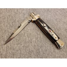 *MINT* 9" LATAMA PICKLOCK FLATGUARD B/W HORN Scales Italian Stiletto *MINT* 9" LATAMA PICKLOCK FLATGUARD B/W HORN Scales Italian Stiletto