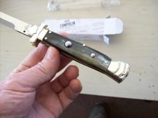 A. G. A. Campolin Lever Maltese Cross Large 9 Incher Bayonet Lockback W/Brazilian Horn Handles NIB A. G. A. Campolin Lever Maltese Cross Large 9 Incher Bayonet Lockback W/Brazilian Horn Handles NIB