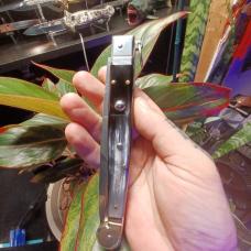 2021 AGA CAMPOLIN SICILIAN 12" SWITCHBLADE MADE IN MANIAGO ITALY. THE BLADE IS MIRROR POLISHED STAIN