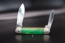 Rough Rider 1062 Stroke of Luck Canoe Folding Pocket Knife with Green Bone Handle RR1062 Rough Rider 1062 Stroke of Luck Canoe Folding Pocket Knife with Green Bone Handle RR1062
