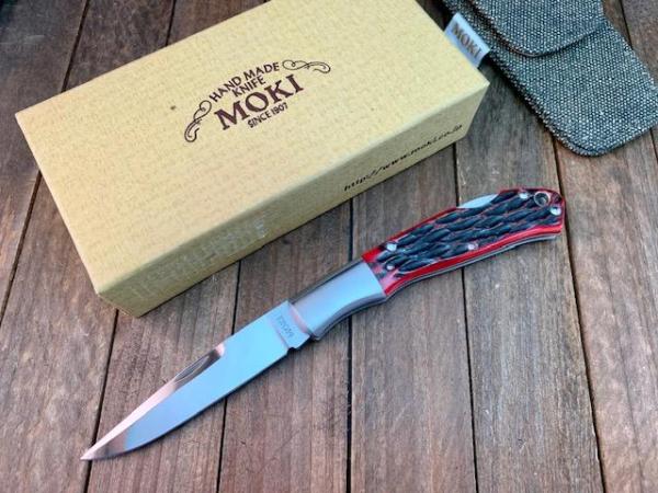 Moki Ares 533 Red and Black Jigged Bone VG-10 Seki Japan Moki Ares 533 Red and Black Jigged Bone VG-10 Seki Japan