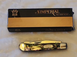Vintage Imperial Schrade Classic 2-Blade Small Trapper Abalone IMP 19PRT