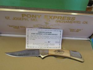 Case XX 1985  Pony Express 125th Anniversary Fossilized Ivory Pattern # IV158LSSP