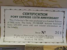 Case XX 1985 Pony Express 125th Anniversary Fossilized Ivory Pattern # IV158LSSP Case XX 1985 Pony Express 125th Anniversary Fossilized Ivory Pattern # IV158LSSP