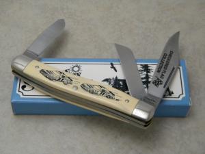 Schrade USA SC505 Scrimshaw Checkered Flag Collection Stockman Knife in Box