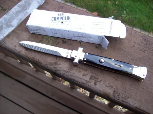 A. G. A. Campolin Lever Maltese Cross Large 9 Incher Bayonet Lockback W/Brazilian Horn Handles NIB A. G. A. Campolin Lever Maltese Cross Large 9 Incher Bayonet Lockback W/Brazilian Horn Handles NIB