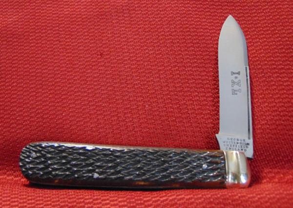  VINTAGE GEORGE WOSTENHOLM ENGLAND I*XL ENGLISH JACK CHECKERD BONE 1890-1930