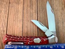 Cattaraugus Cutlery by A.G. Russell Folding Hunter RED Jigged Bone 1992 Seki Japan Cattaraugus Cutlery by A.G. Russell Folding Hunter RED Jigged Bone 1992 Seki Japan