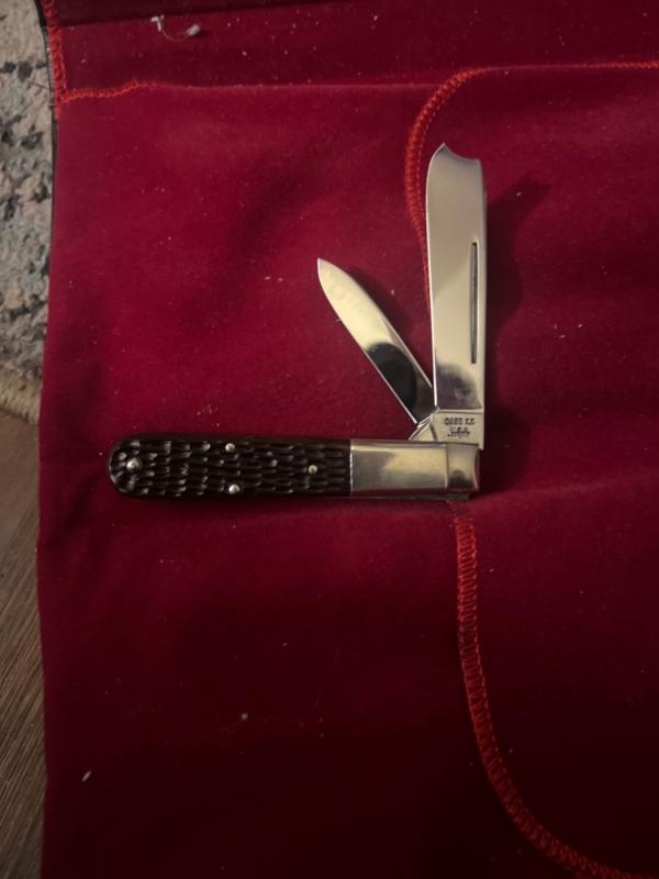 1973 Case XX USA 7 Dots 6205 R Derlin Handle Razor With Tiered Nickel Silver Bolster & Blades