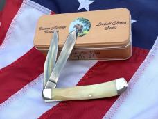 Bear & Son Custom 2 Blade Trapper Knife w/ Natural Bone Handles & Titanium Blades -NOS Bear & Son Custom 2 Blade Trapper Knife w/ Natural Bone Handles & Titanium Blades -NOS