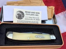 Bear & Son Custom 2 Blade Trapper Knife w/ Natural Bone Handles & Titanium Blades -NOS Bear & Son Custom 2 Blade Trapper Knife w/ Natural Bone Handles & Titanium Blades -NOS