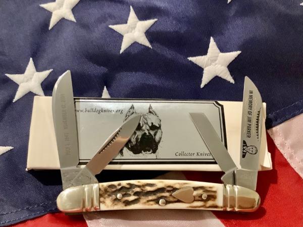 Bulldog Brand 2006 In Memory Of Jim Parker Congress Knife w BeautIful 2nd Stag Handles -Low Prod #12 Bulldog Brand 2006 In Memory Of Jim Parker Congress Knife w BeautIful 2nd Stag Handles -Low Prod #12