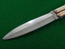 Large PHILIPPINE Balisong BATANGAS Butterfly Knife DOUBLE EDGE Bone Stag NICE
