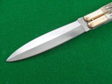 Large PHILIPPINE Balisong BATANGAS Butterfly Knife DOUBLE EDGE Bone Stag NICE