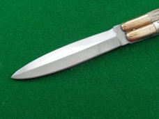Large PHILIPPINE Balisong BATANGAS Butterfly Knife DOUBLE EDGE Bone Stag NICE