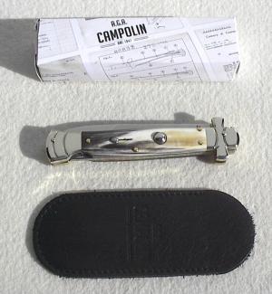 NEW A.G.A. CAMPOLIN 9" MALTESE BRAZILIAN HORN MODIFIED BAYONET BLADE NICKEL SILVER BOLSTERS- W/POUCH