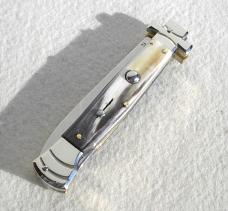 NEW A.G.A. CAMPOLIN 9" MALTESE BRAZILIAN HORN MODIFIED BAYONET BLADE NICKEL SILVER BOLSTERS- W/POUCH