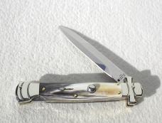 NEW A.G.A. CAMPOLIN 9" MALTESE BRAZILIAN HORN MODIFIED BAYONET BLADE NICKEL SILVER BOLSTERS- W/POUCH